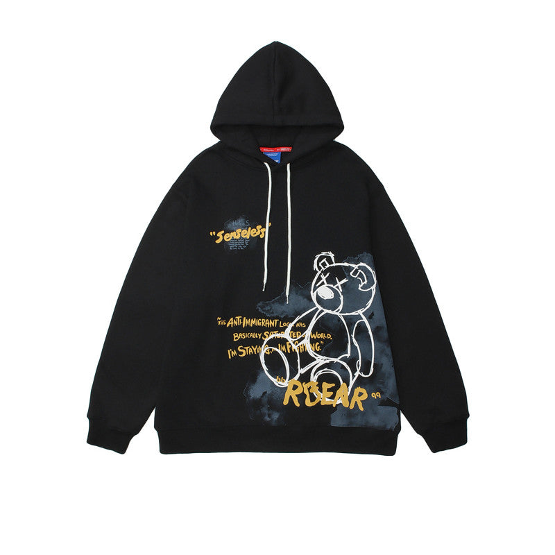 Bear Graphic Print Hoodie