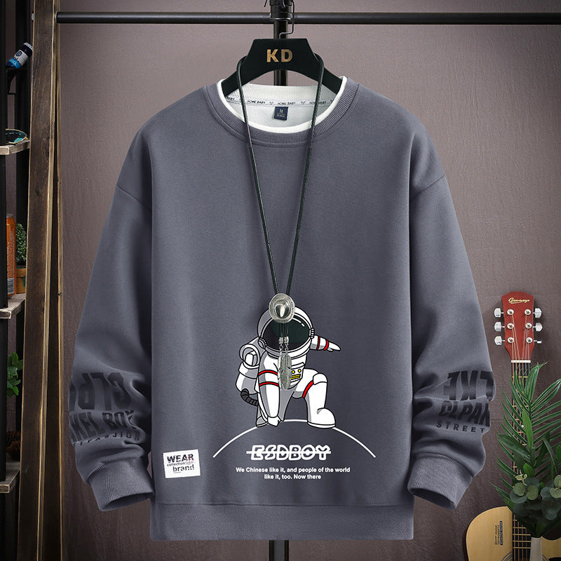 English Round Neck Spaceman Sweater Men's Loose Casual