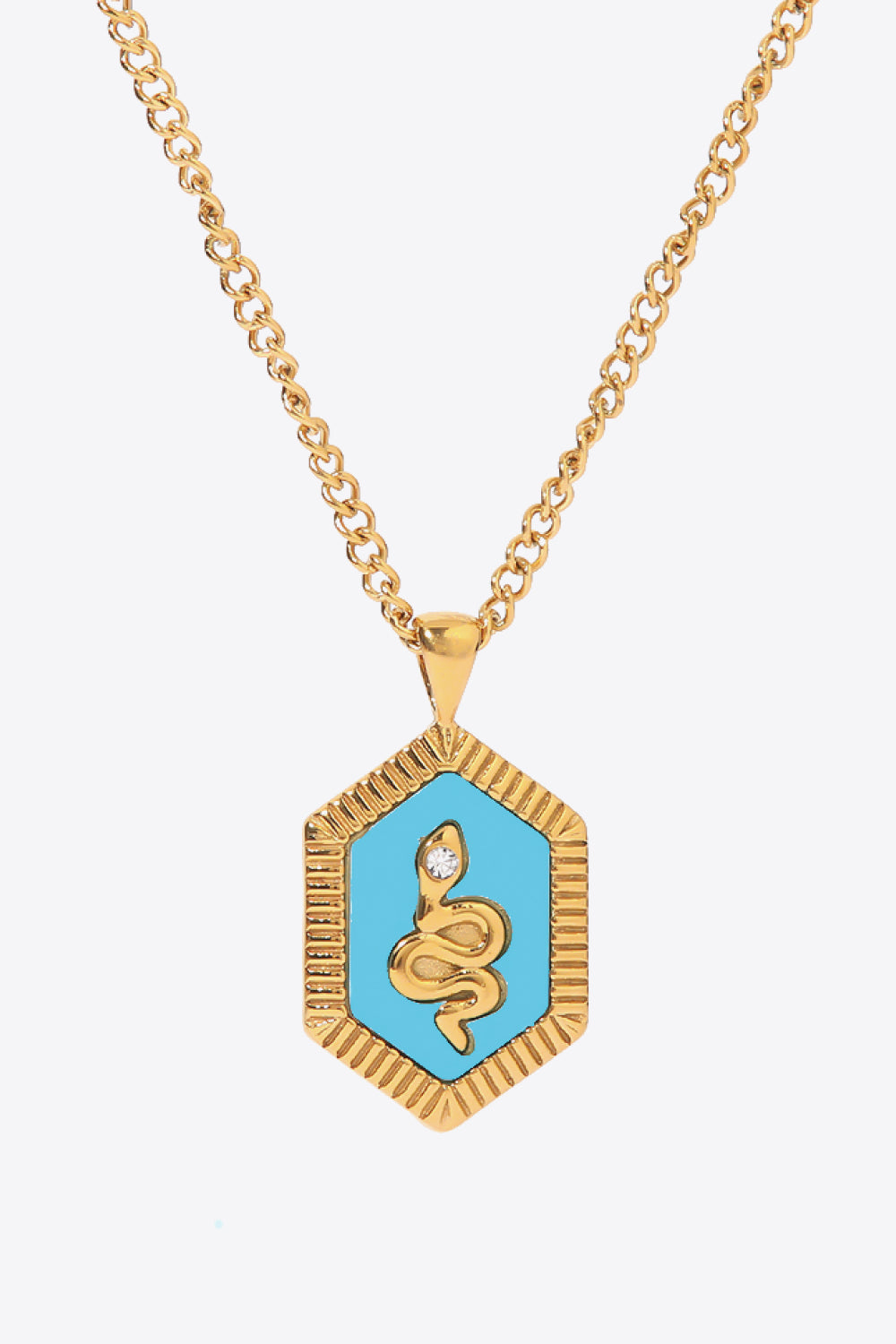 18K Gold Plated Snake Geometric Pendant Necklace 