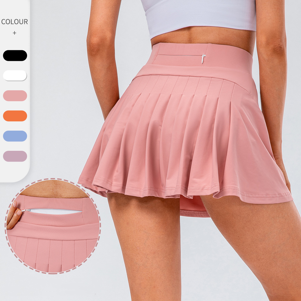 High Quality Tennis Skirt With Zipped Pocket Women Pleated Sports Skirt 