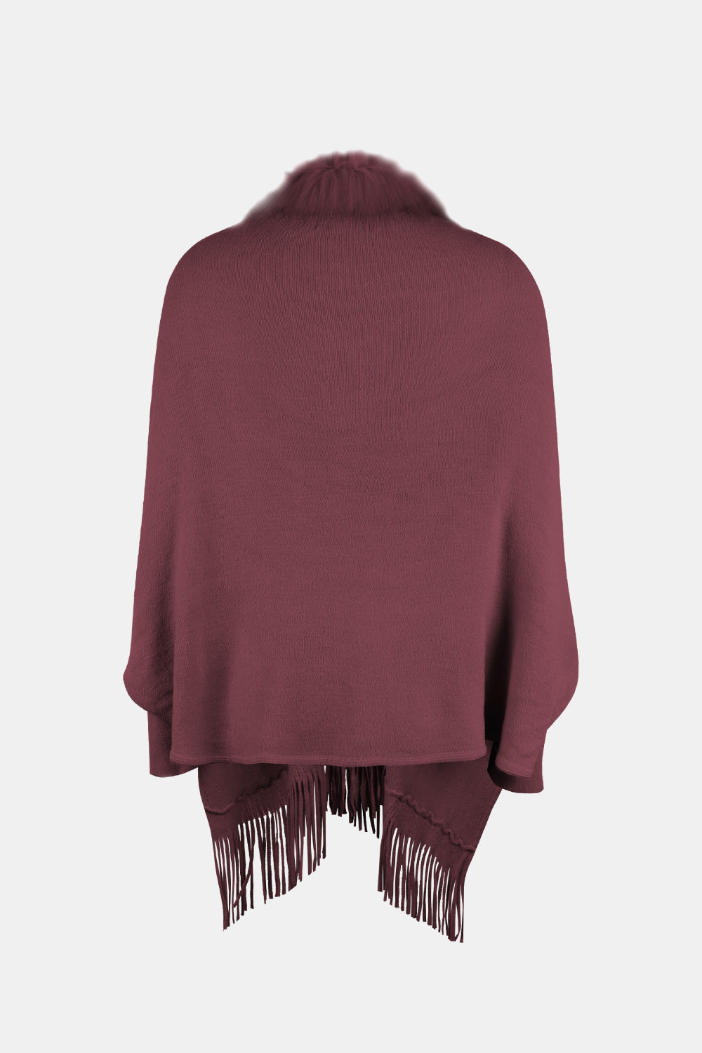 Fringe Open Front Long Sleeve Poncho 