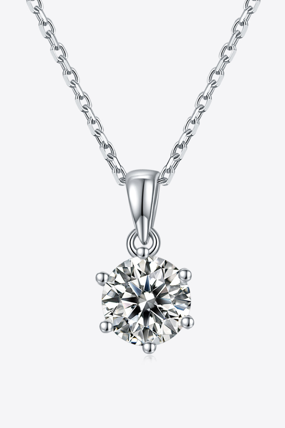 1 Carat Moissanite 925 Sterling Silver Necklace 