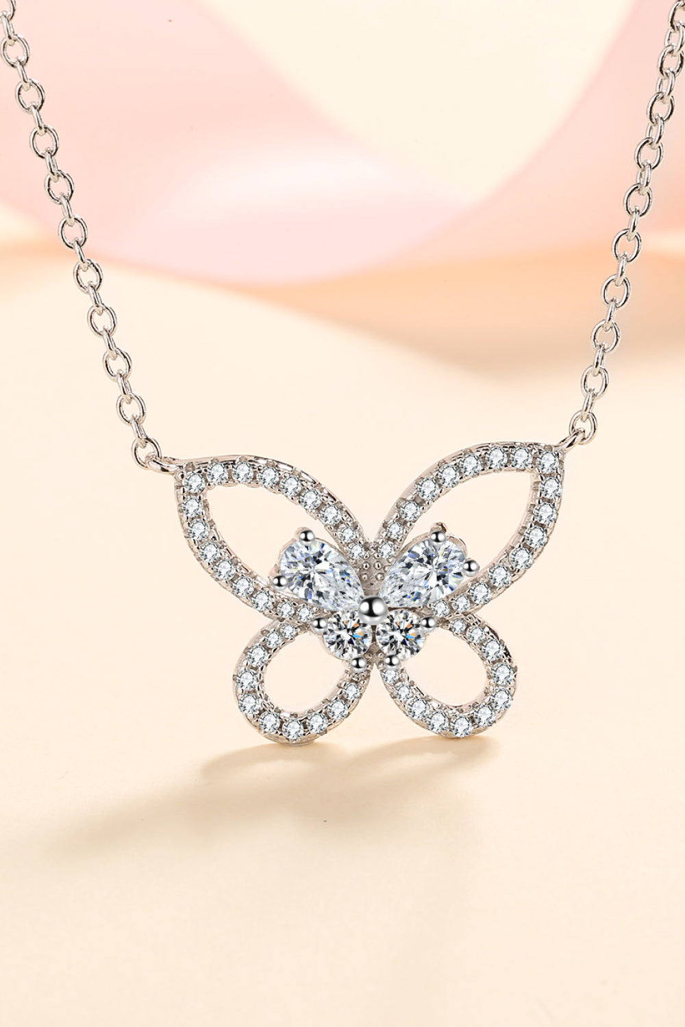 Moissanite Butterfly Pendant Necklace 