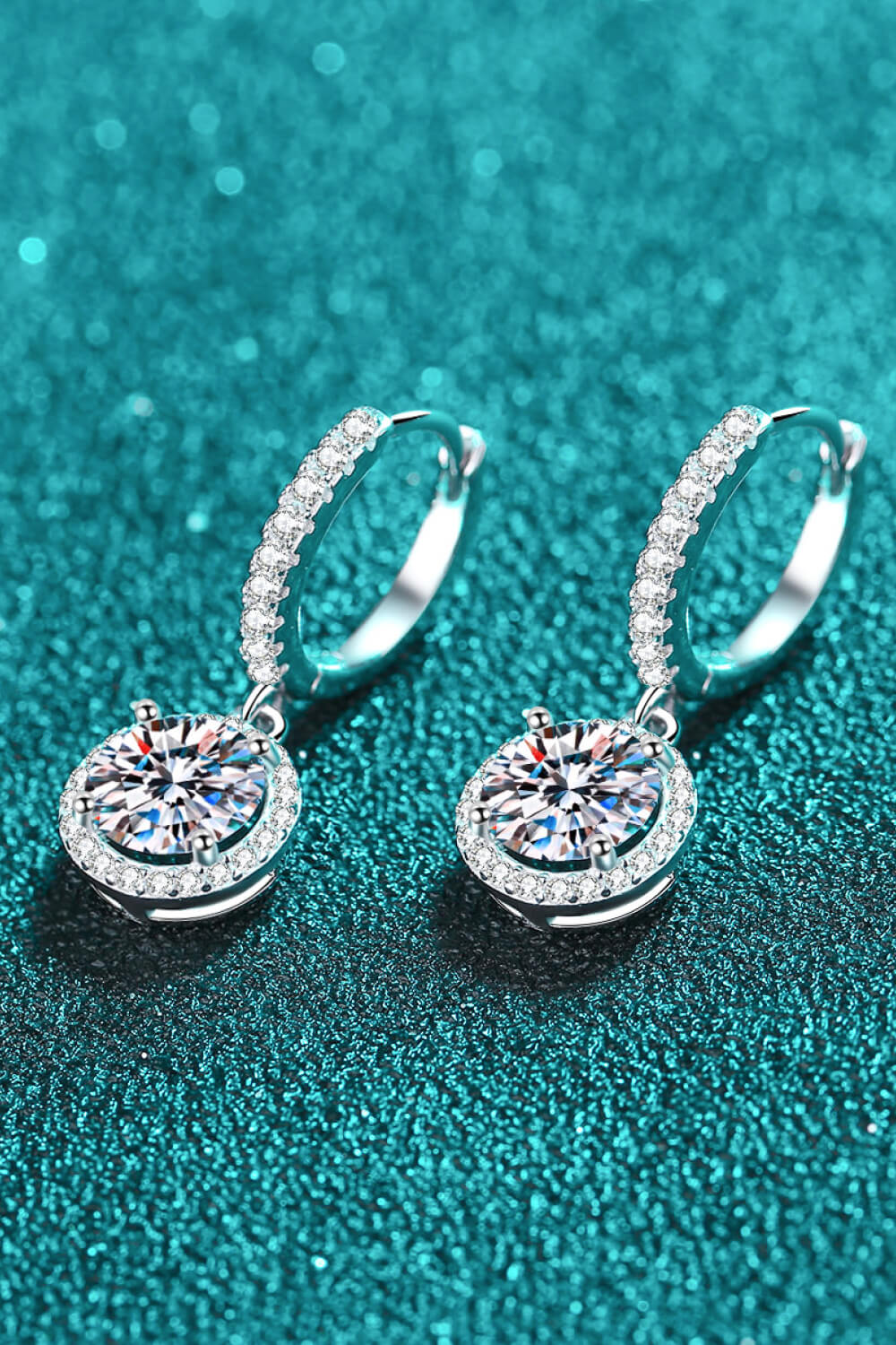 Moissanite Round-Shaped Drop Earrings 