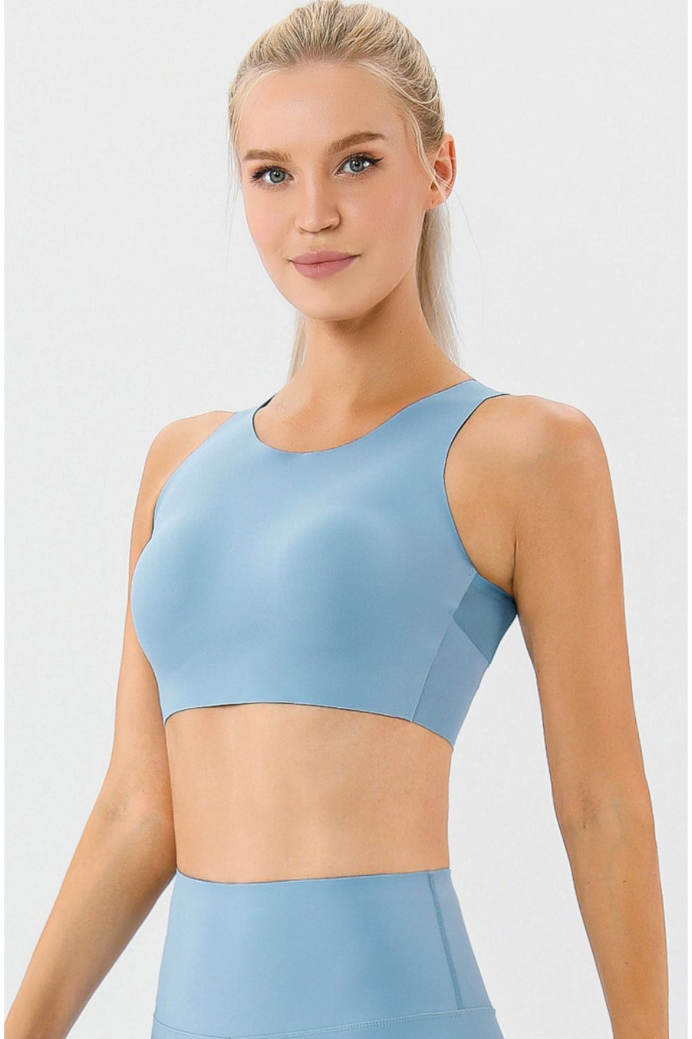 Round Neck Wide Strap Active Bra 