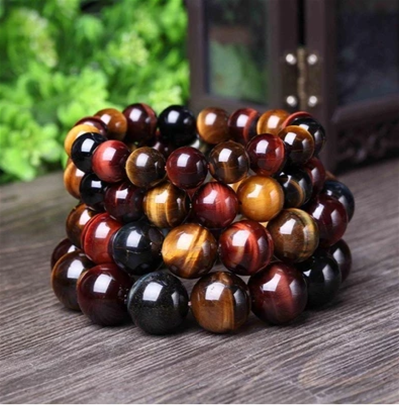 Tiger Eye Natural Crystal Stone Buddha Bead Bracelet