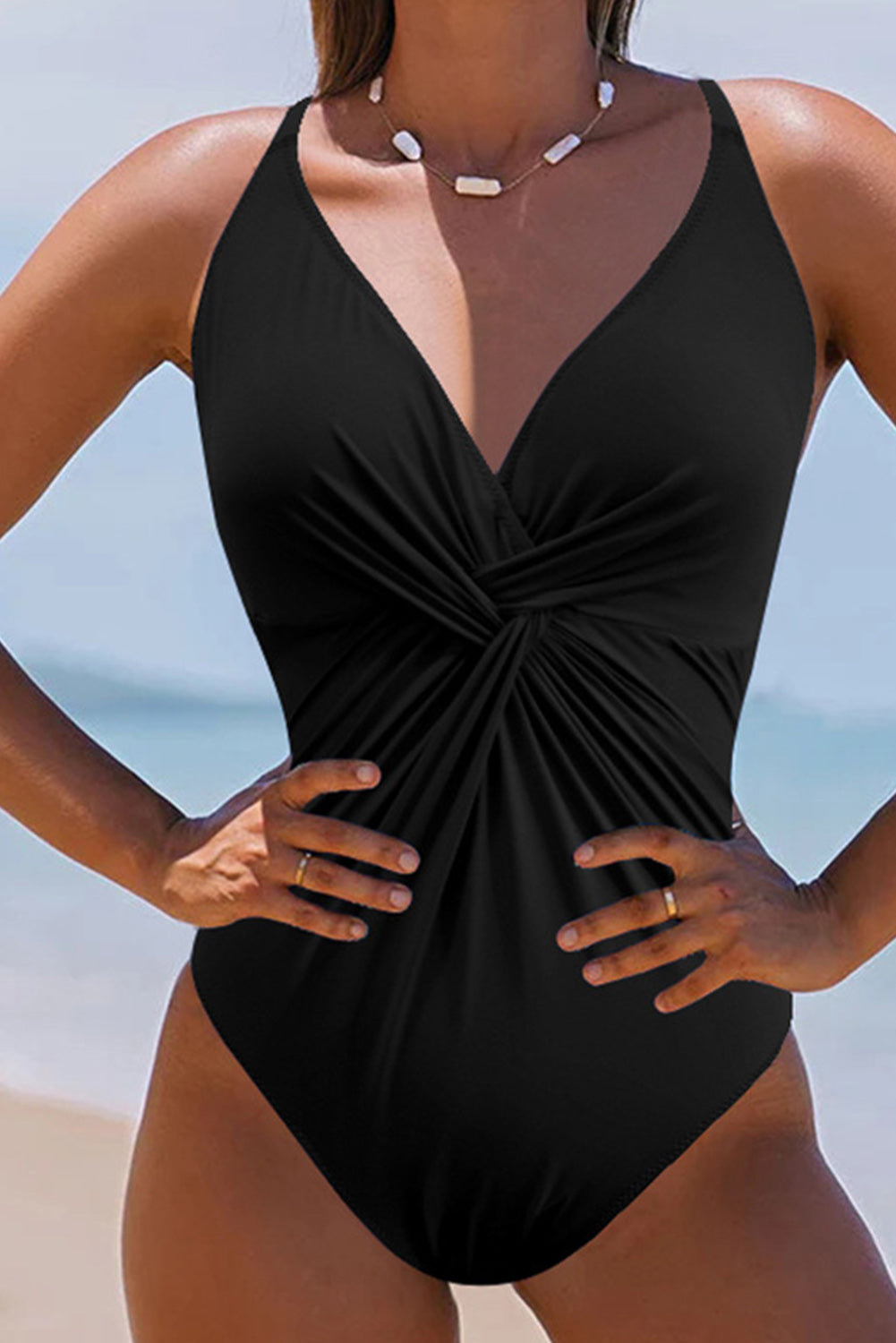 Twisted Crisscross V-Neck One-Piece Swimwear - Babbazon New Products