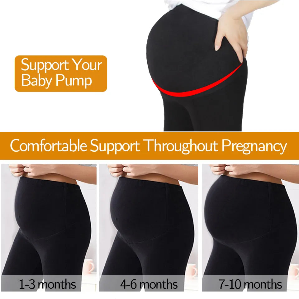 High Waist Skinny Maternity Leggings with Belly Support 