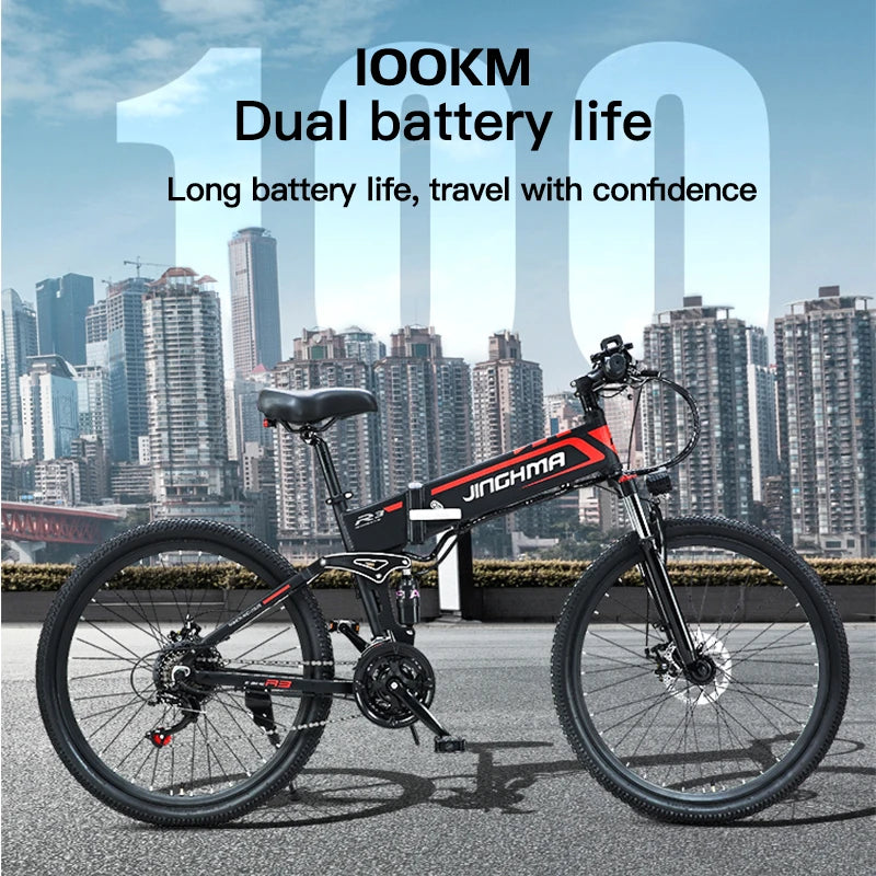 800W Folding Electric Mountain Bike - 48V20Ah Lithium Battery