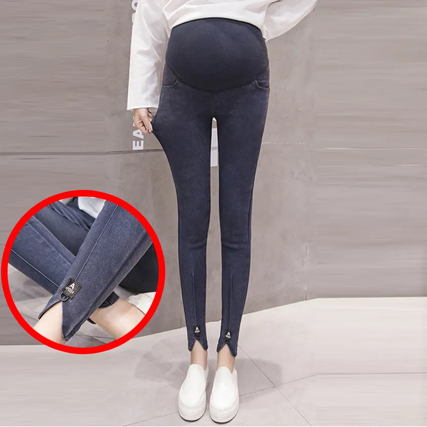 Denim Elegance: Maternity Jeans for Stylish Pregnancy and Nursing Comfort Denim Jeans Maternity Pants Babbazon 6326 blue M -BABBAZON