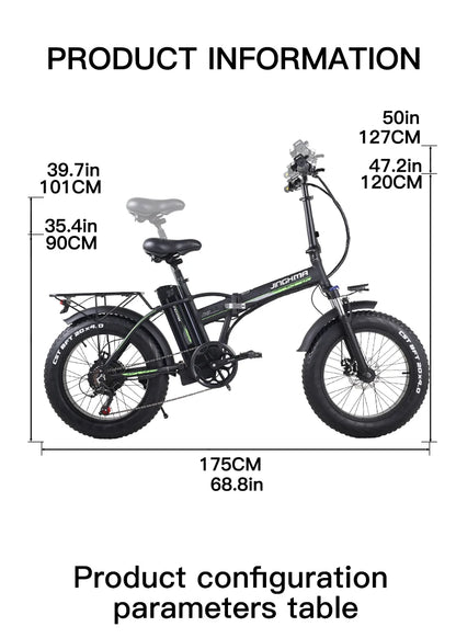 800W Electric Mountain Fat Tire Bike - 48V 15Ah Lithium Battery