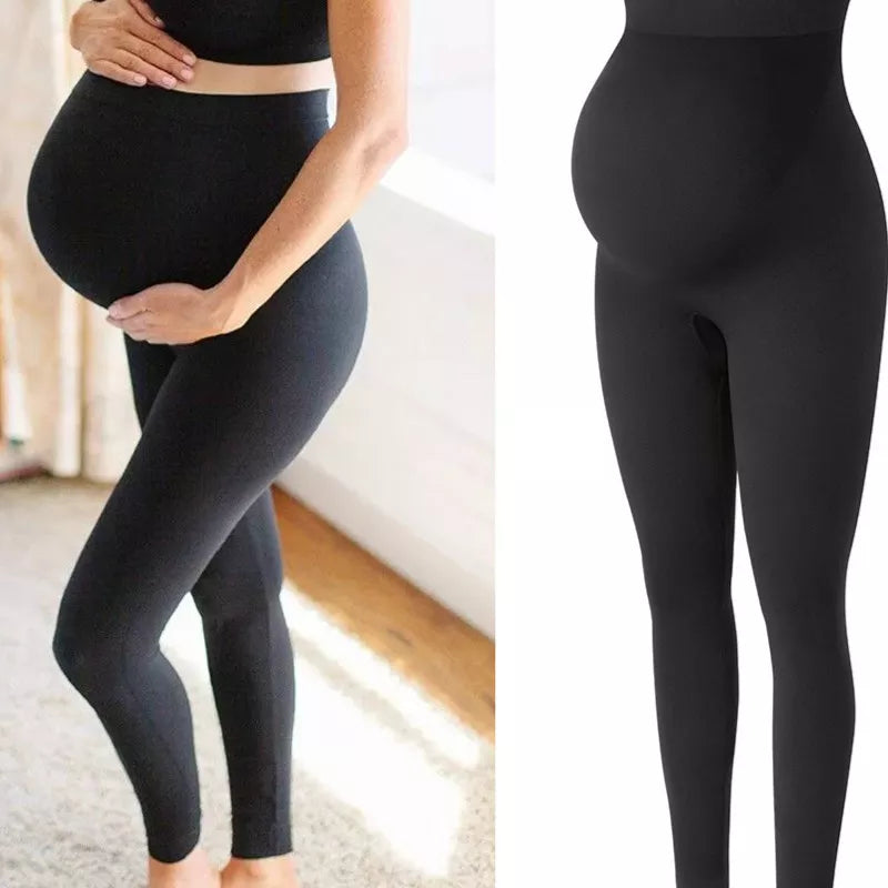 High Waist Skinny Maternity Leggings with Belly Support 