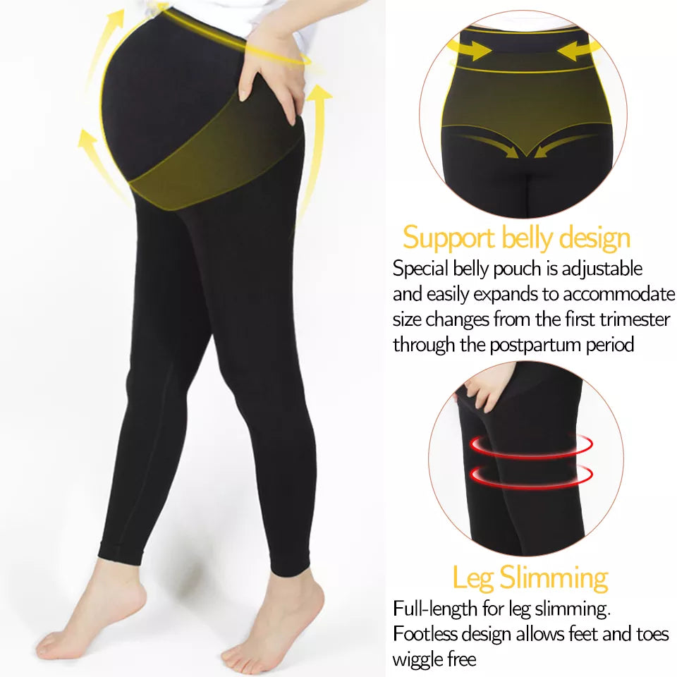 High Waist Skinny Maternity Leggings with Belly Support 