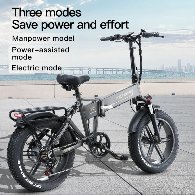 800W Folding Fat Tire Electric Bicycle - 48V12.8Ah Lithium Battery