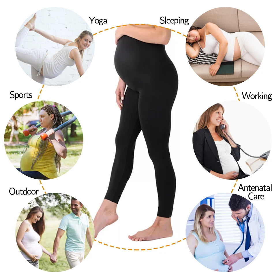 High Waist Skinny Maternity Leggings with Belly Support 