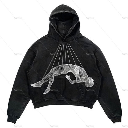 Men's And Women's Fashion Punk Design Fleece Printed Hoodie