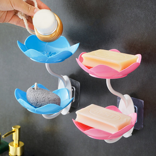 Lotus Soap Box Punch-free Wall-mounted Double-layer Drain 