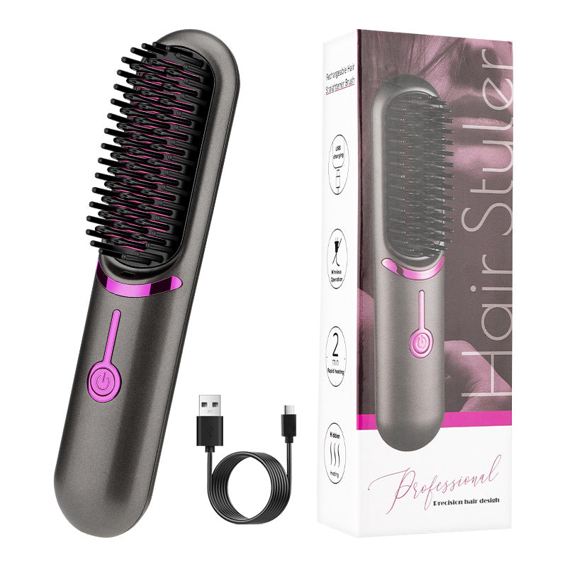 Wireless Straight Comb USB Charging Hairdressing Comb Rolls 