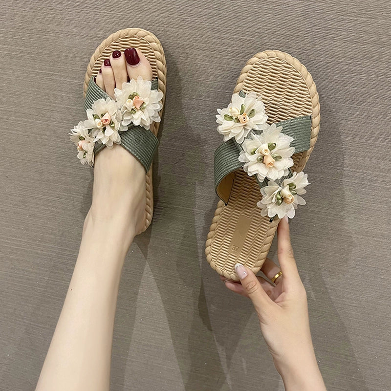 Summer 2024 Boho Fairy Linen Slippers 