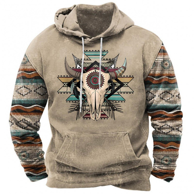 Printed Hoodie Men's Clothing With Pockets