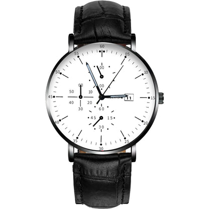 Simple Black Ultra-thin Men's Steel Strap Watch