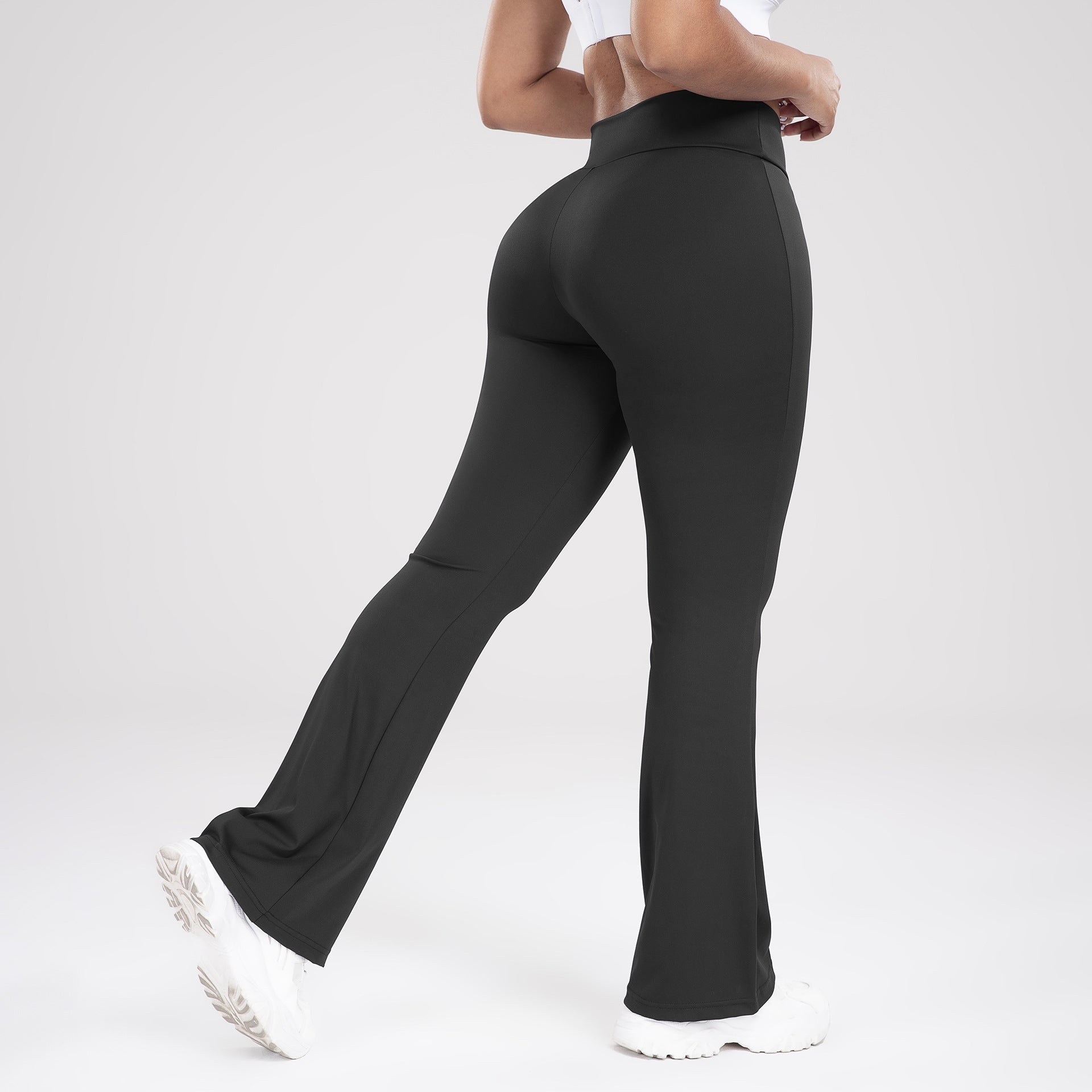 Cross Waist Side Pocket Leisure Sports Bell-bottom Pants Slim Fit Yoga Pants Women 