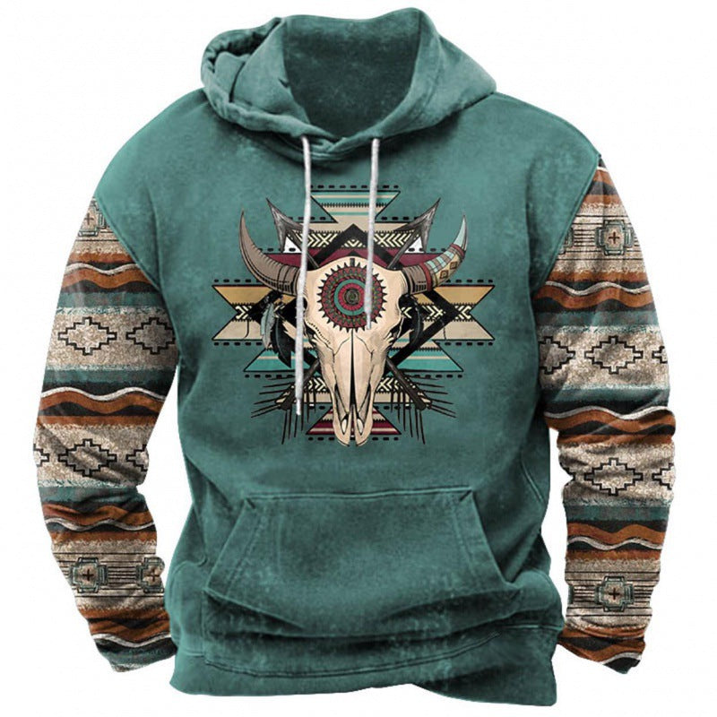 Printed Hoodie Men's Clothing With Pockets