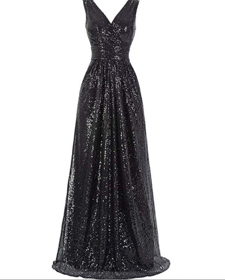 V-neck Slimming Long Sequin Formal Dress