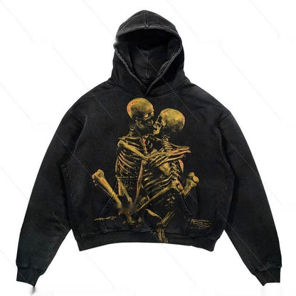 Men's And Women's Fashion Punk Design Fleece Printed Hoodie