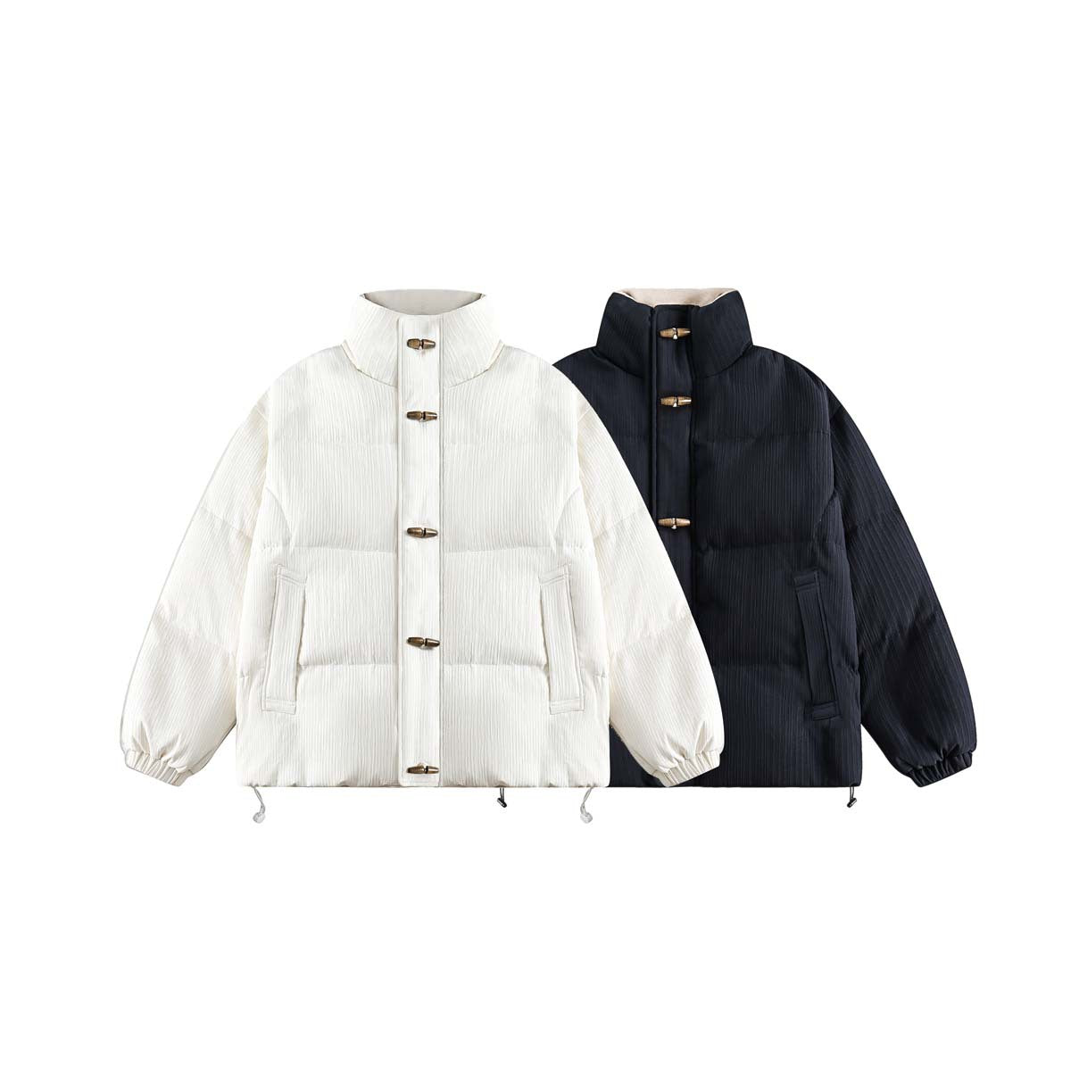 Basic Horn Button Of Trend Down Jacket 