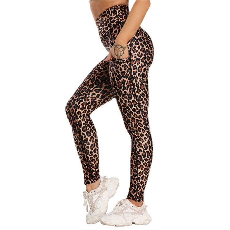 Pocket Printed Hip Raise Yoga Pants 