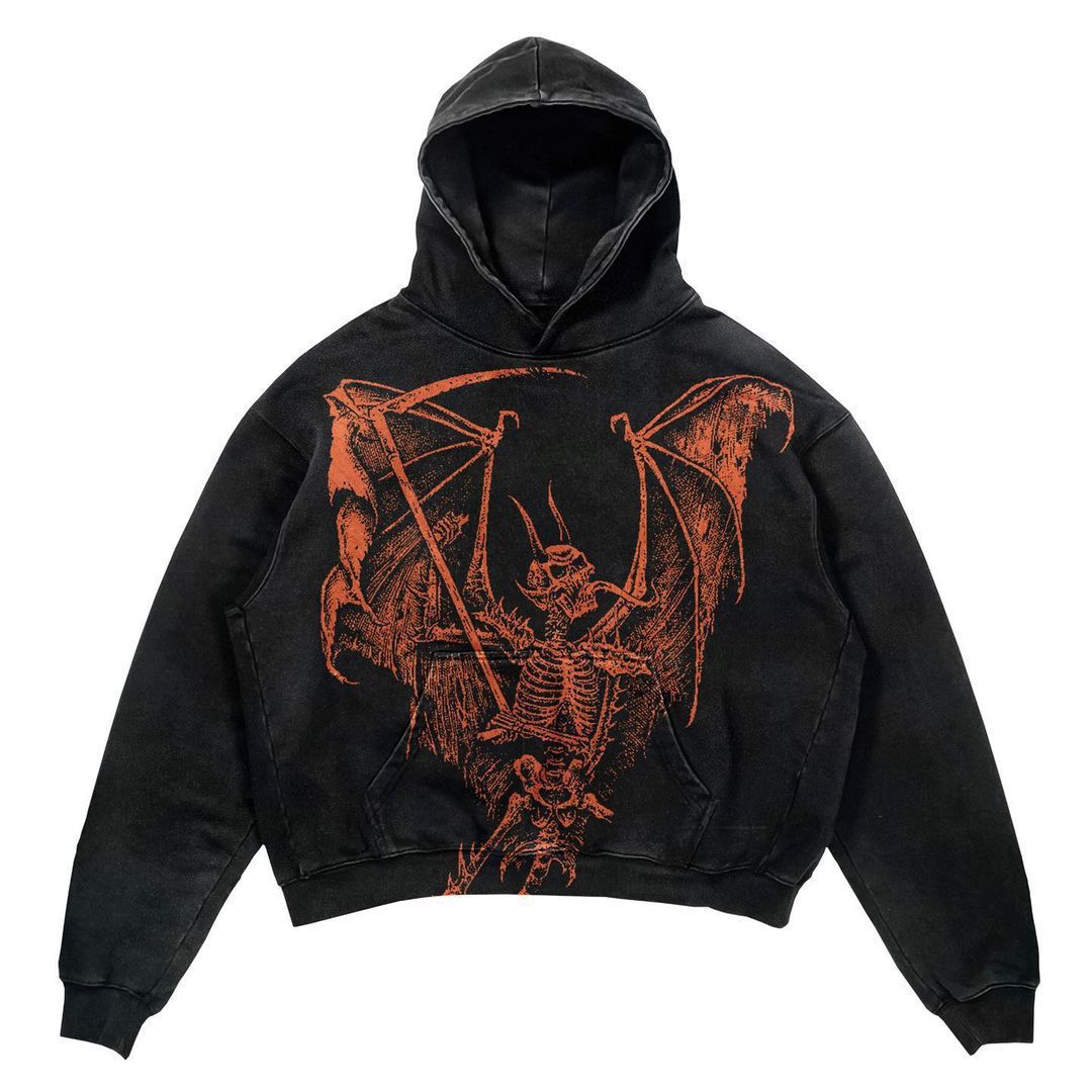 Men's And Women's Fashion Punk Design Fleece Printed Hoodie