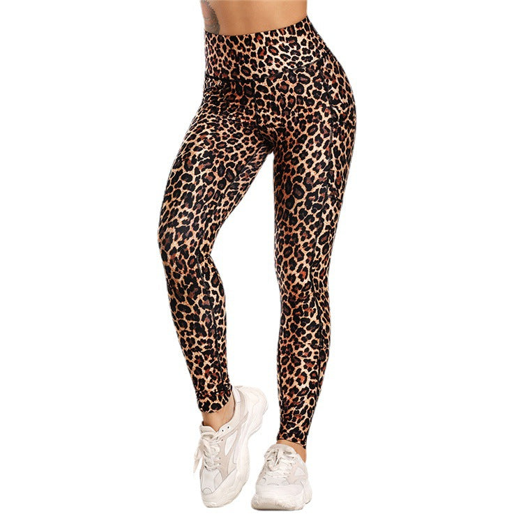 Pocket Printed Hip Raise Yoga Pants 