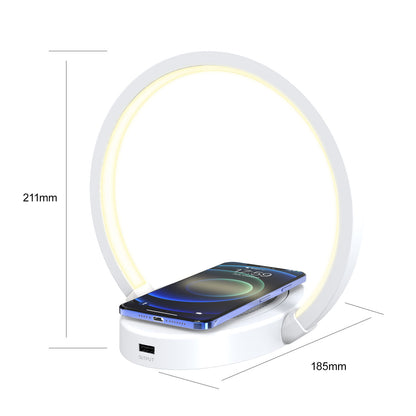 Night Lights Lamp Bluetooth Speaker Table Light With 10W Wireless Charger USB Port Phone Holder With Dynamic Color 