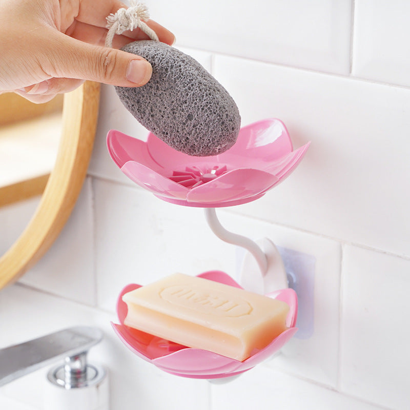 Lotus Soap Box Punch-free Wall-mounted Double-layer Drain 