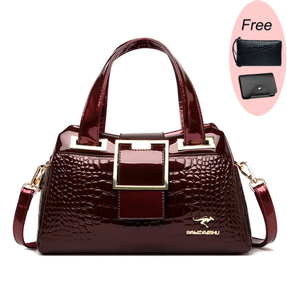 2023 New Crocodile Pattern Leather Crossbody Bag 2023 New Crocodile Pattern Leather Crossbody Bag Babbazon Wine Red  -BABBAZON