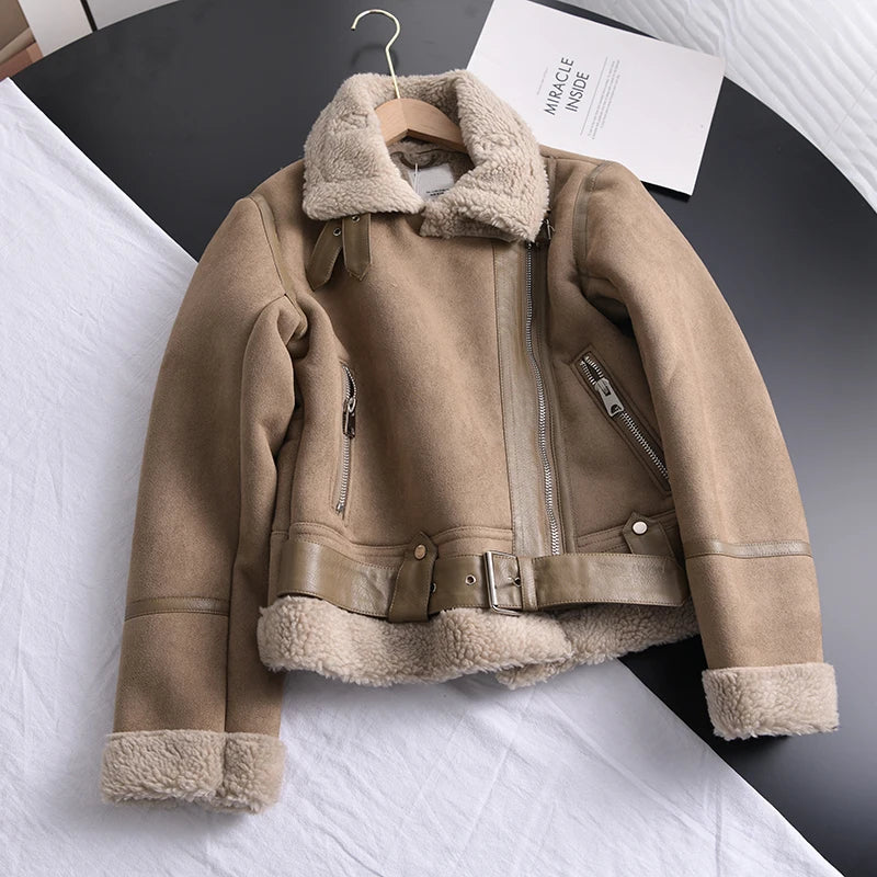 Women's Winter Suede Lamb Jacket 