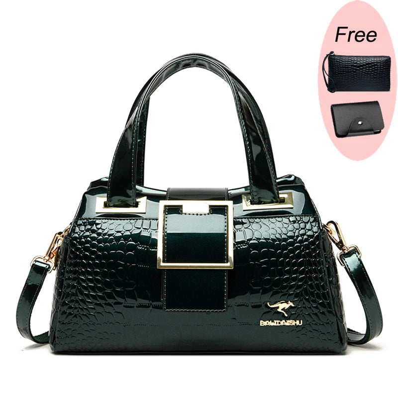 2023 New Crocodile Pattern Leather Crossbody Bag 