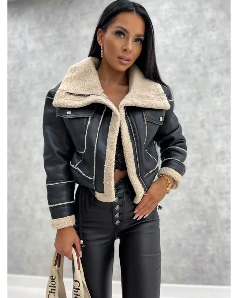 2024 Retro Aviator Style Faux Leather Jacket 