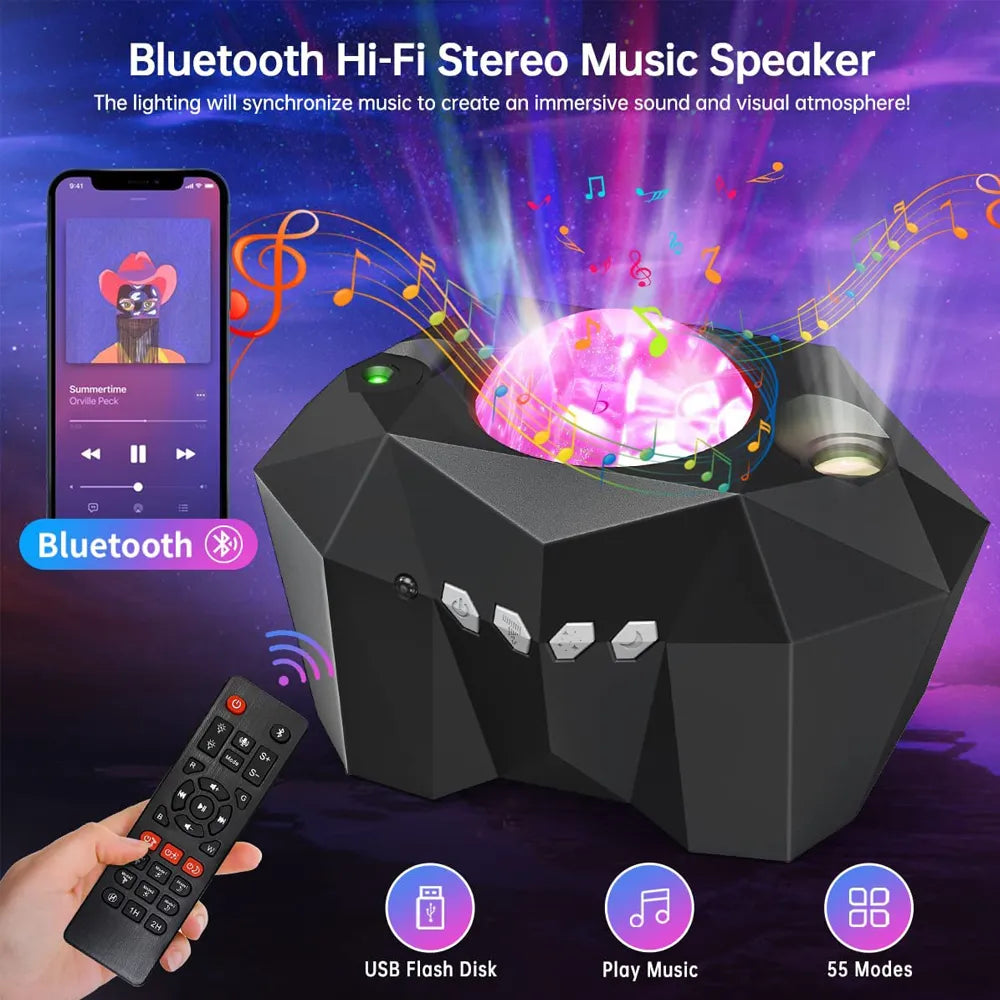 Premium Galaxy Moon Projector with Bluetooth Speaker 