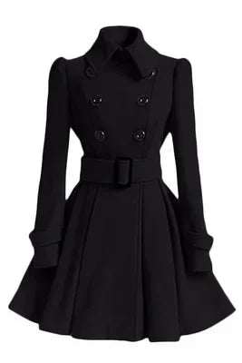 Women's Elegant Double-Breasted Midi Overcoat 