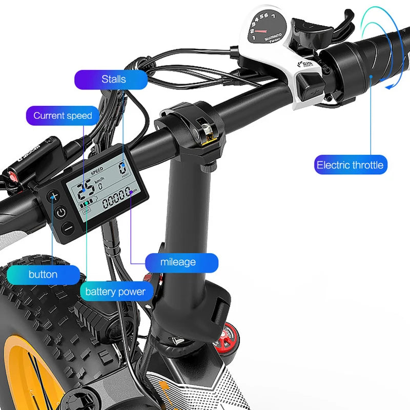 LANKELEISI X2000PLUS Electric Fat Tire Bike - 1000W, 48V 12.8AH