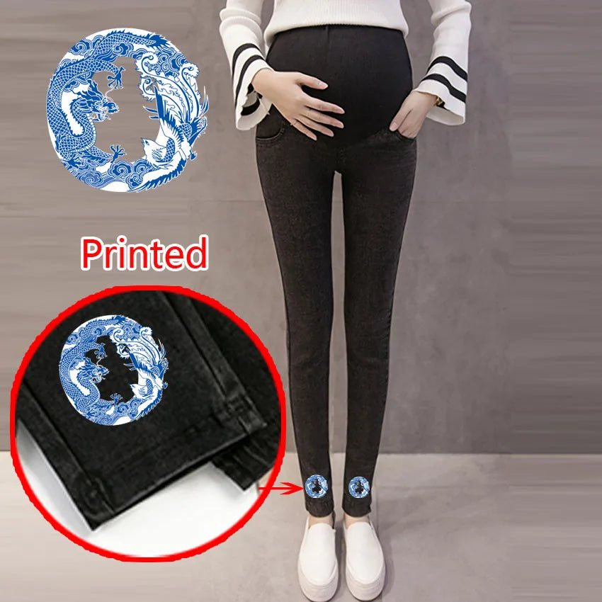 Denim Elegance: Maternity Jeans for Stylish Pregnancy and Nursing Comfort Denim Jeans Maternity Pants Babbazon F522o black M -BABBAZON