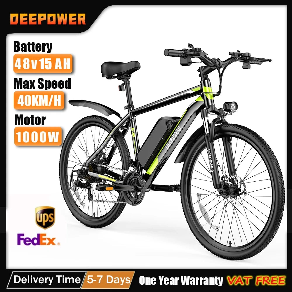 DEEPOWER 500W Electric Mountain E-Bike - 48V 15AH