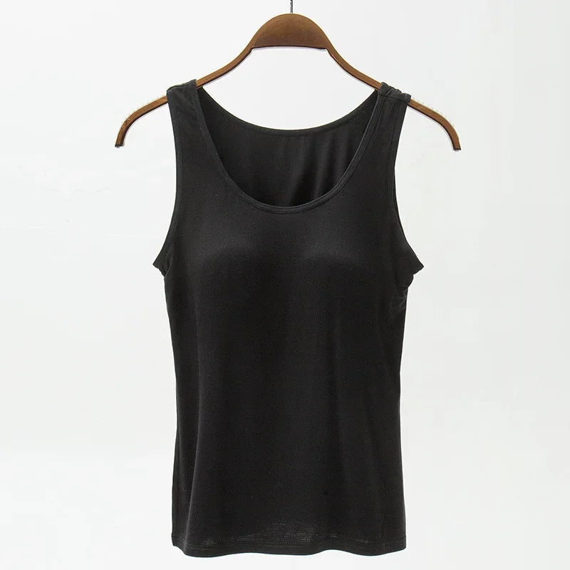 2024 New Summer Modal Camisole with Five-Finger Cup Chest Pad 