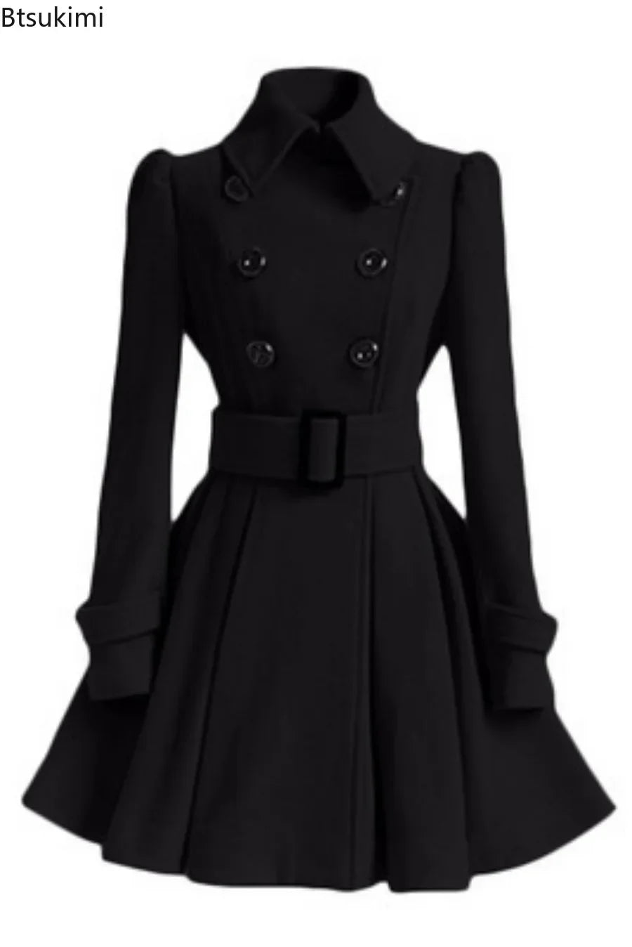 Women's Elegant Double-Breasted Midi Overcoat 