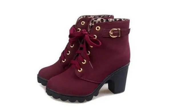 Short High-Heeled Snow Boots 