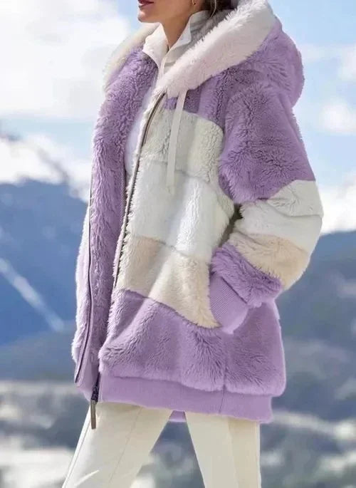 2024 Casual Hooded Zipper Winter Coat ﻿2024 Casual Hooded Zipper Winter Coat Babbazon PURPLE S -BABBAZON