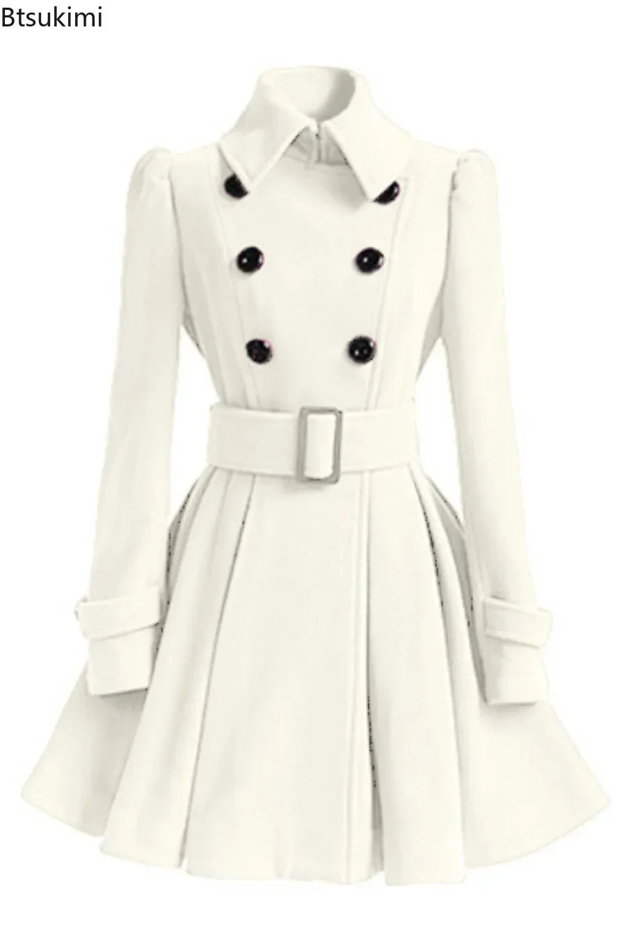 Women's Elegant Double-Breasted Midi Overcoat 