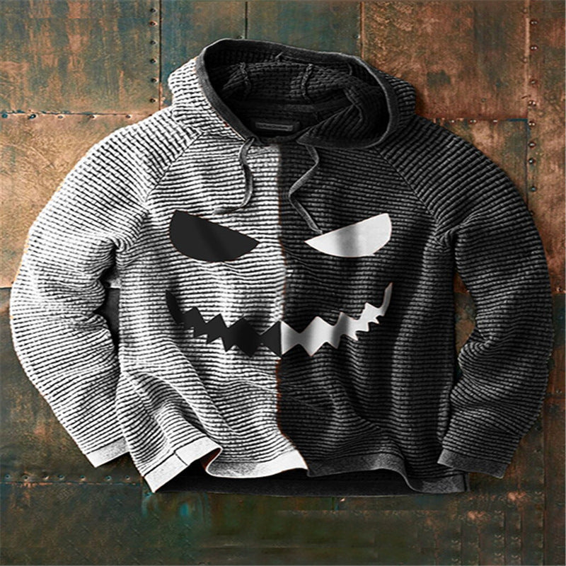 Halloween men's new pumpkin digital print hooded sweatshirt 